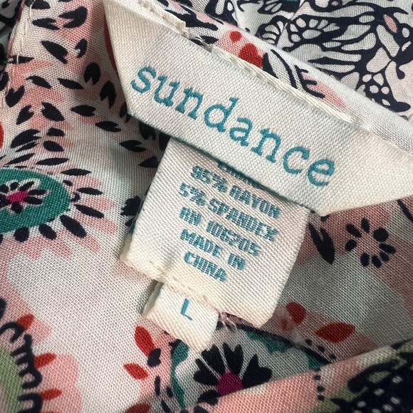 EUC. Boho [Sundance] Romantic Navy & Pink Kimono Mini Dress + Keyhole | Large - Picture 5 of 15